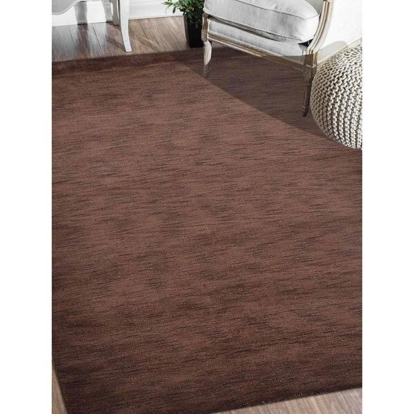 6 ft. 7 in. x 9 ft. 10 in. Hand Knotted Gabbeh Wool Solid Rectangle Area Rug, Brown, Jensendistributionservices, Mfr#: MI1557149